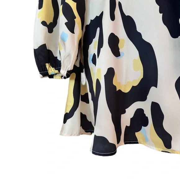 SHEIN ~ Stylish Collared Long Sleeve Belted Abstract Print Dress size S - Picture 6 of 8